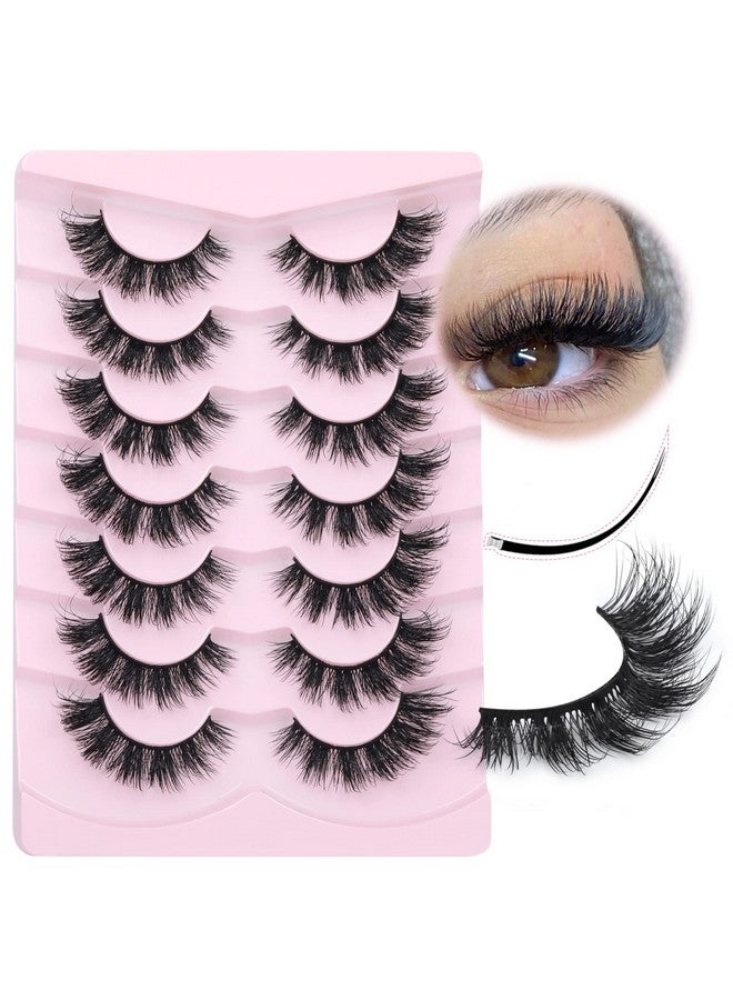 Mink Lashes Natural Look False Eyelashes Fluffy Flat Eyelashes 3D Mink Lashes Wispy Strips Lashes 7 Pairs Multipack By Focipeysa