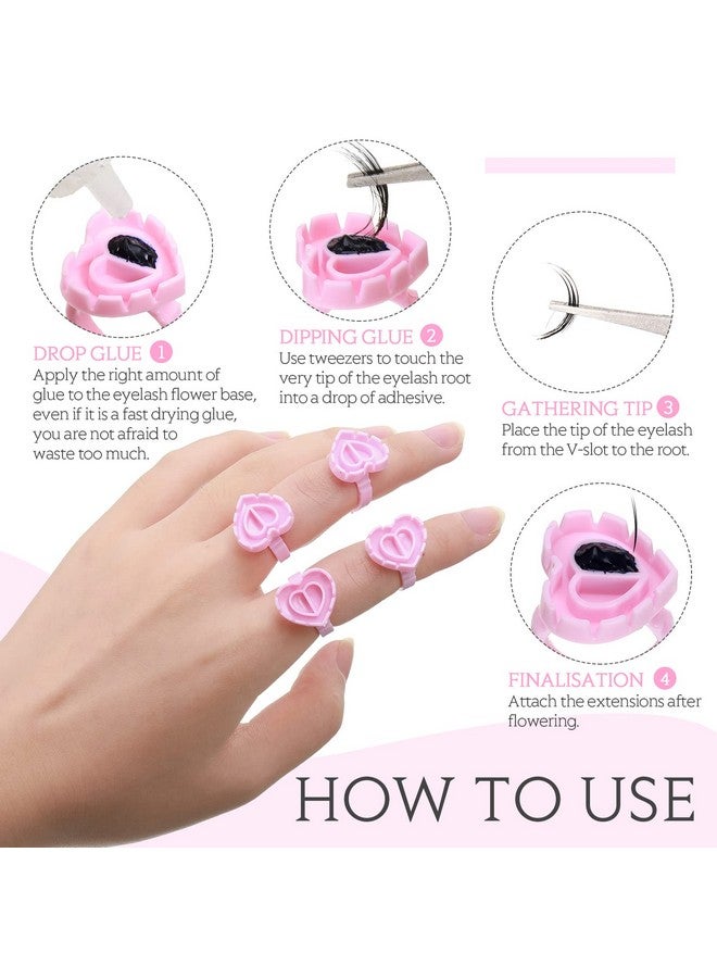 1000 Pcs Glue Rings For Eyelash Extensions Disposable Lash Glue Rings For Beauty Salons Lash Glue Holder Lash Fanning Glue Cups Eyelash Extension Supplies (Heart Style)