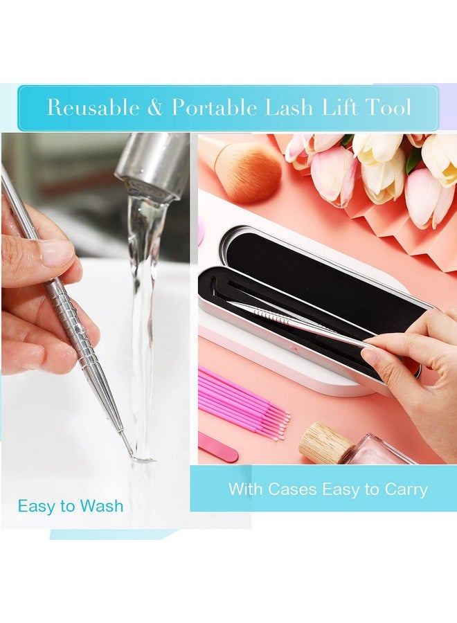 2 Pieces Eyelash Lift Tool Lash Separator Tool Stainless Steel Lash Lifting Perm Tool Lash Eyelash Perm Applicator Eyelash Extensions Supplies For Eyelash Lifting And Separating (Silver)