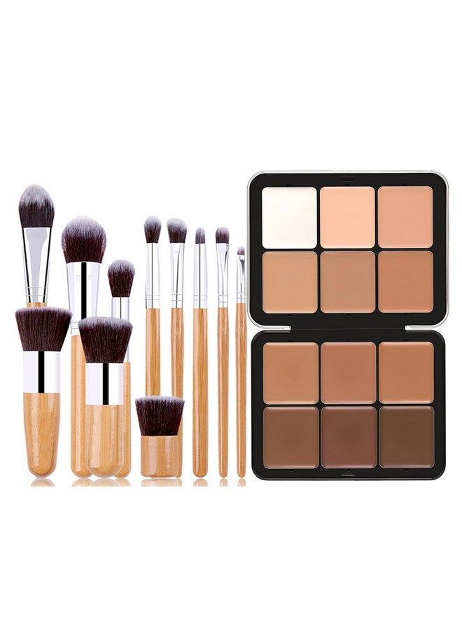 Professional Makeup Cream Contour Palette Joyeee 12 Colours Concearler Full Coverage & Makeup Brush Set Contour Concearler Palette Contouring Face Make Up Gift For Women Girls