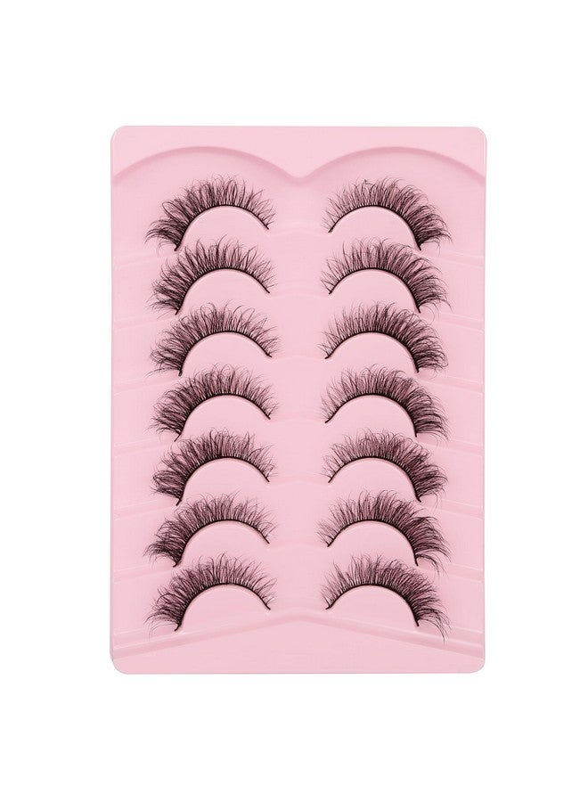 Lashes Natural Look Wispy False Eyelashes Light Volume Fluffy 3D Faux Mink Lashes 7 Pairs Soft Fake Eyelashes