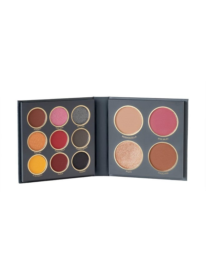 The City Paradise Makeup Kit Highly Pigmented And Blendable 9 Eyeshadow Palette With 1 Highlighter Blusher Bronzer & Compact Powder Each (16.0 Gm) (04Kolkata)