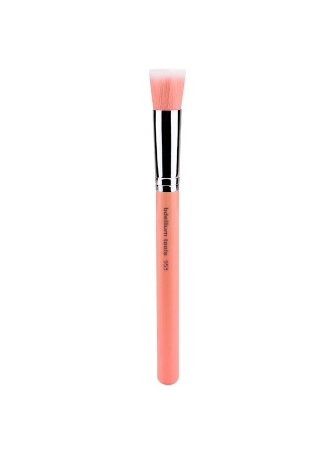 Professional Makeup Brush Pink Bambu Series 953 Duet Fiber Foundation With Soft Synthetic Fibers For Precise Application Of Foundation (Pink 1Pc)