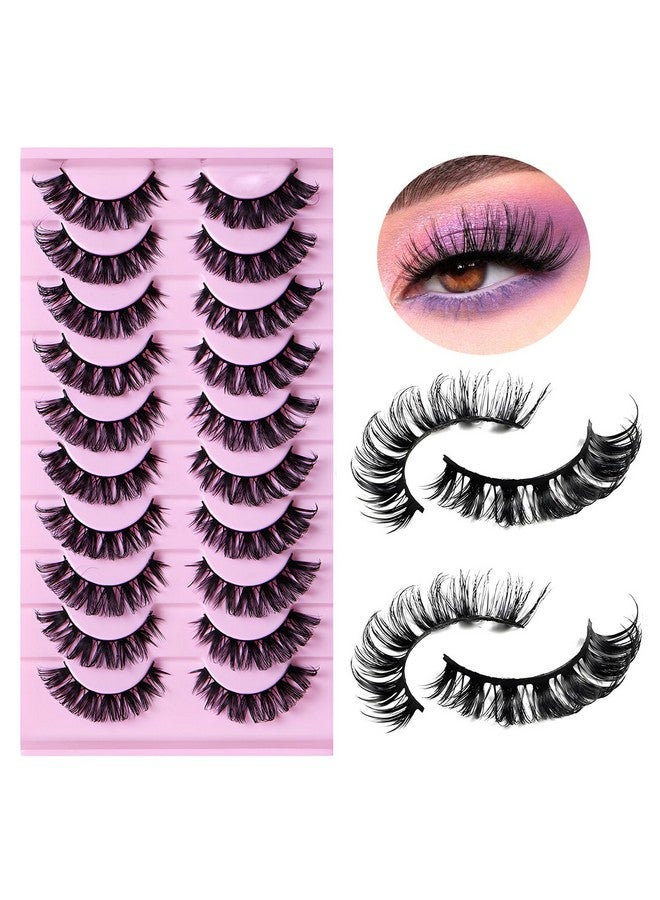 10 Pairs False Eyelashes Russian Strips Eye Lashes Wispy False Lash Fluffy Eyelash Extension Natural Look D Curly Volume Fake Eyelashes Reusable Eye Lash For Women Girls