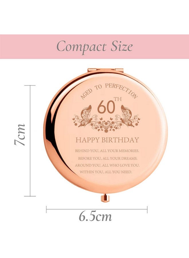 60Th Birthday Gifts For Women Stainless Steel Portable Compact Makeup Mirror Behind You All Your Memories Best 60 Years Old Birthday Gift Ideas With Gift Box Engraved Mirror For Wife Friend Rose Gold