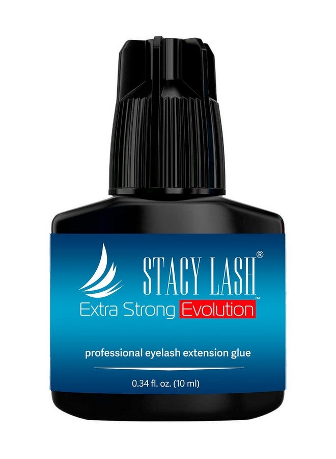 Extra Strong Evolution Eyelash Extension Glue Stacy Lash (0.34 Fl.Oz 10 Ml) 12 Sec Dry Retention 8 Weeks Professional Supplies Black Adhesive