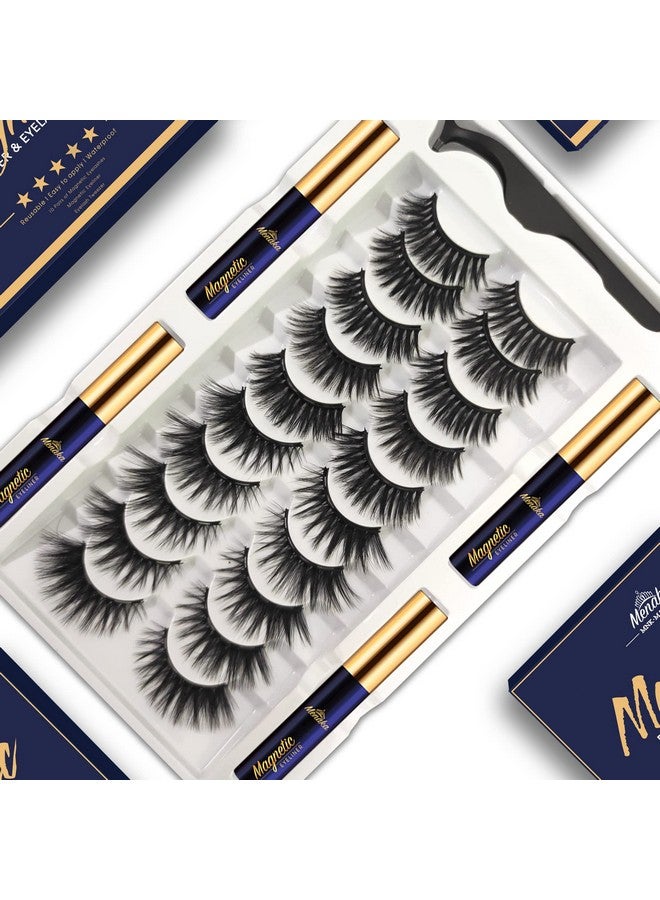 Magnetic Eyelashes Natural Look Magnetic Lashes With Eyeliner Kit 4 Tube Strong Magnetic Eye Liner. 3D Reusable Magnet Lashes With Applicatoreasy To Apply. 10 Pairs