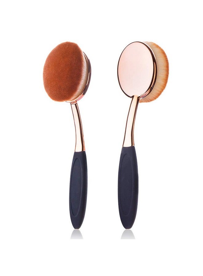 Large Rose Gold Foundation Contour Round Toothbrush Dust Free Oval Makeup Brushes Ink Blending With Dustproof Cover Brush Egg Cleaner