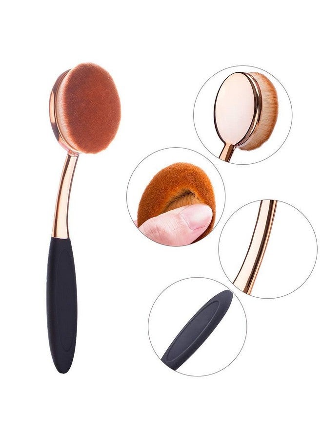 Large Rose Gold Foundation Contour Round Toothbrush Dust Free Oval Makeup Brushes Ink Blending With Dustproof Cover Brush Egg Cleaner