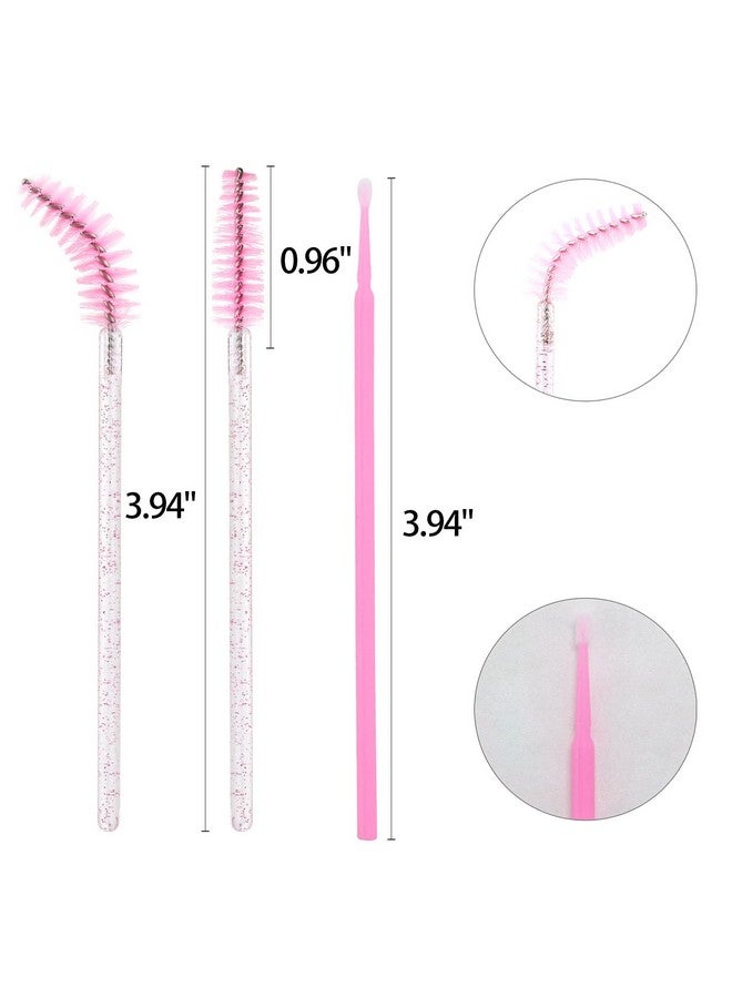 200Pcs Disposable Mascara Wands Eyelash Brush And Micro Applicator Brush Makeup Applicators Brushes Tools Kit For Eyelash Extension Pink