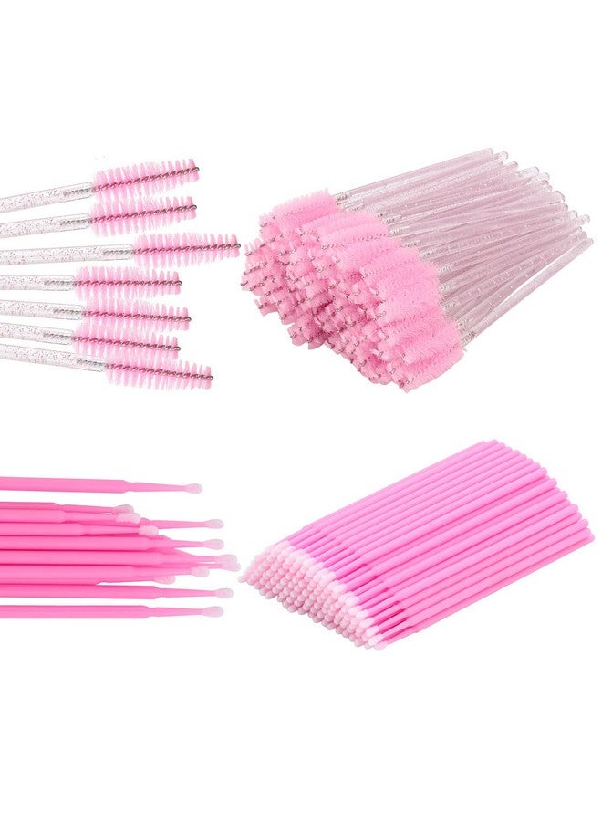 200Pcs Disposable Mascara Wands Eyelash Brush And Micro Applicator Brush Makeup Applicators Brushes Tools Kit For Eyelash Extension Pink