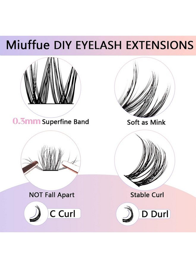 Eyelash Glue Starter Kit 10Pcs 12Mm Lash Clusters With Lash Bond & Seal Lash Applicator Tool Quick & Easy (Fluffy Stylec Curl)