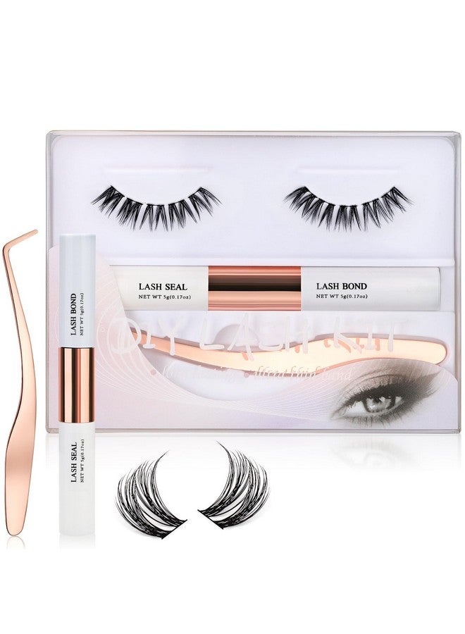 Eyelash Glue Starter Kit 10Pcs 12Mm Lash Clusters With Lash Bond & Seal Lash Applicator Tool Quick & Easy (Fluffy Stylec Curl)