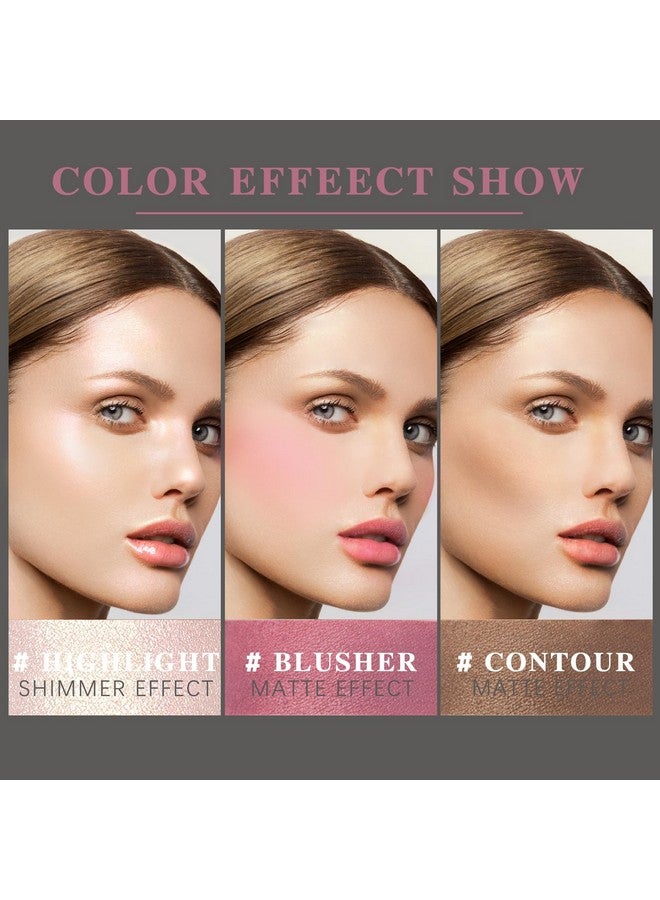 3 Pcs Cream Blush Contour Highlighter Stick For Cheeks Eyes Lips Lightweight Dewy Finish Blush Stick Waterproof Long Lasting Contour Stick Trio Wand Face Makeup Set For Girls And Women (2+5+6)