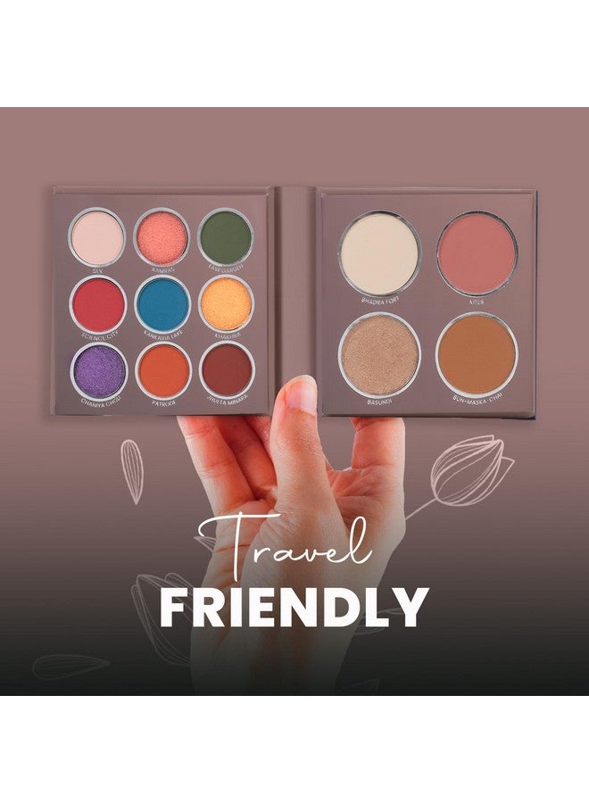 The City Paradise Makeup Kit Highly Pigmented And Blendable 9 Eyeshadow Palette With 1 Highlighter Blusher Bronzer & Compact Powder Each (16.0 Gm) (08Ahmedabad)