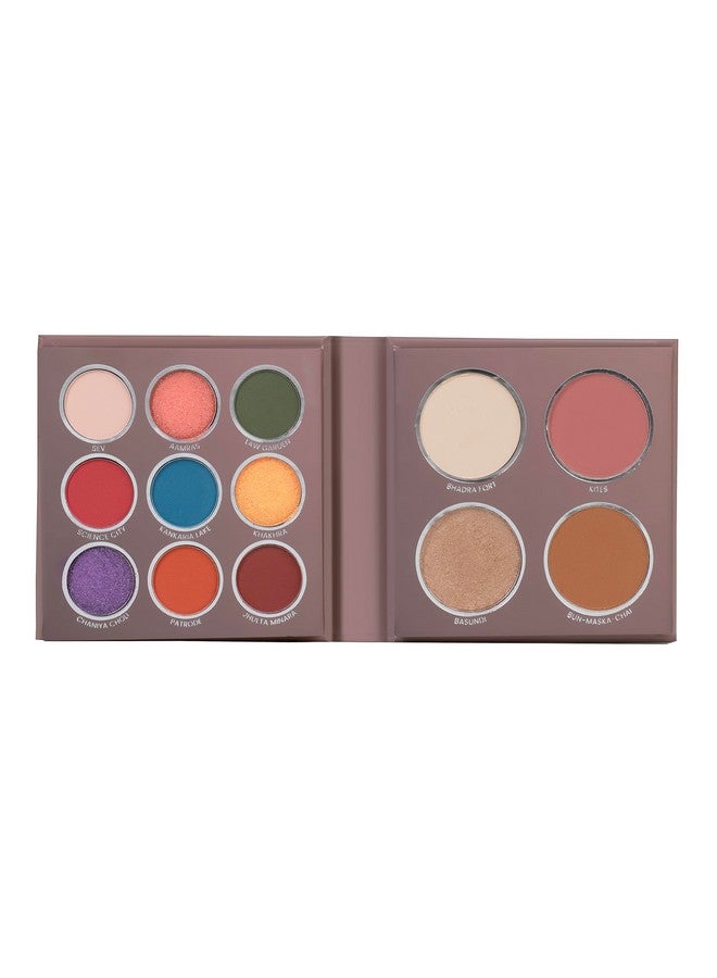 The City Paradise Makeup Kit Highly Pigmented And Blendable 9 Eyeshadow Palette With 1 Highlighter Blusher Bronzer & Compact Powder Each (16.0 Gm) (08Ahmedabad)