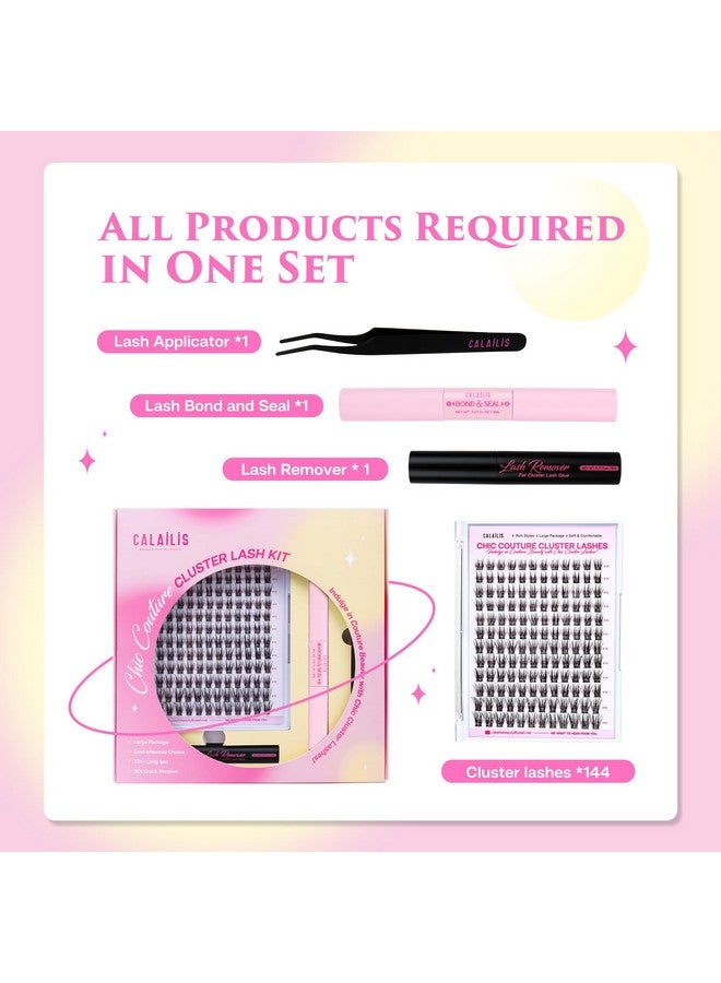 Diy Lash Extension Kit Eyelash Extension Kit 144Pcs D Curl Lash Clusters With Lash Bond And Seal Lash Remover And Lash Applicator Lash Clusters Kit Easy To Apply At Home (Cdd03Kit)