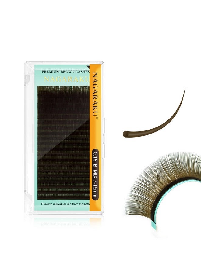 Natural Brown Color Eyelash Extensions 0.15Mm B Curl 715Mm Mix Tray Individual Lashes Classic Faux Mink Volume 20 Rows Soft Eyelash Supplies