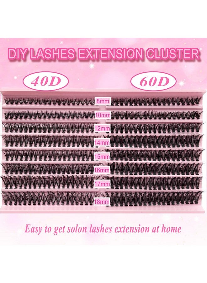 Lash Clusters Kit 320 Pcs 40D+60D Diy Individual Lashes 818Mm Natural Look Eyelash Extensions D Curl Wispy Individual Cluster Lashes Diy At Home Lash Extension Fluffy Eyelash Clusters By Befacl