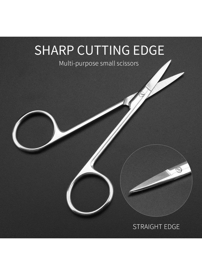 Facial Hair Small Grooming Scissors For Men Women Eyebrow Nose Hair Mustache Beard Eyelashes Ear Trimming Kit Fine Straight Tip Clippers For Hair Cutting Stainless Steel 1Pc