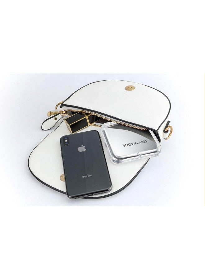 Compact Travel Magnifying Mirror Snowflakes Small Pocket Mirror 1X/15X Magnification Cosmetic Mirrors Handheld Portable For Travel And Purses (Silver)