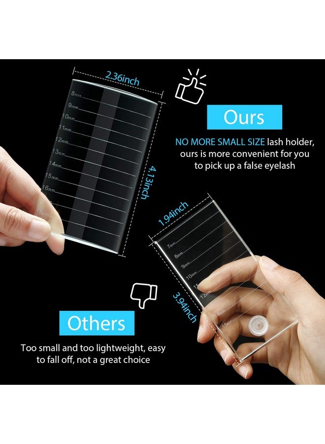 2 Pieces Eyelash Pallet Eyelash Extension Tray Crystal Pallet Bigger Size Glass Pallet Lashes False Lash Tray Strip Adhesive Glue Holder For Eyelash Extensions 4.13 X 2.36 X 0.47 Inch