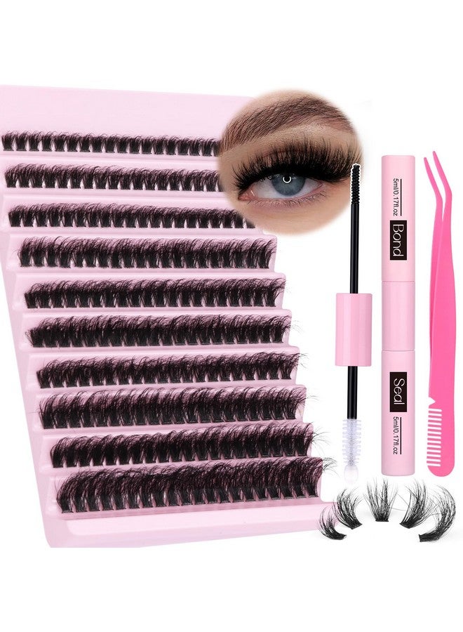 Fluffy Lashes Extension Kit 20Mm Mink Lashes Clusters Individual Lashes With Lash Bond And Seal And Applicator Thick Eyelashes Extension Kit