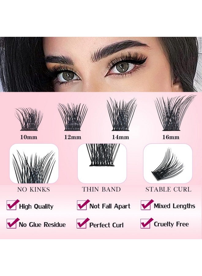 Eyelash Extension Kit With 144 Pcs Diy Lash Clusters Bond And Seal And Tweezers D Curl Reusable Individual Lashes Cluster Super Thin Band & Soft For Beginners Self Application Diy At Home By Kmilro