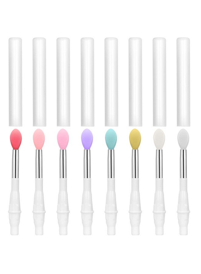 Silicone Lip Brushes 8 Pcs Makeup Beauty Lipstick Brushes With Cap Lip Applicator Brushes For Lipstick Lip Gloss Lip Mask Eyeshadow Multicolored