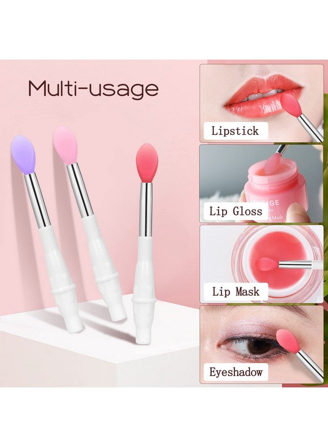 Silicone Lip Brushes 8 Pcs Makeup Beauty Lipstick Brushes With Cap Lip Applicator Brushes For Lipstick Lip Gloss Lip Mask Eyeshadow Multicolored