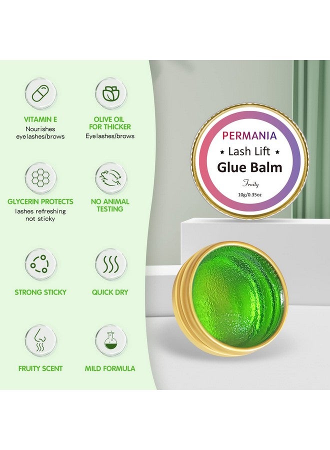 Lash Glue Balm Eyelash Lifting Adhesives Strong Hold And Perfectly Shaped Eyebrows For Brow Lamination Kit Lash Lift Balm Bright Colors & Fruity Flavours Fast Drying & Waterproof (Green)