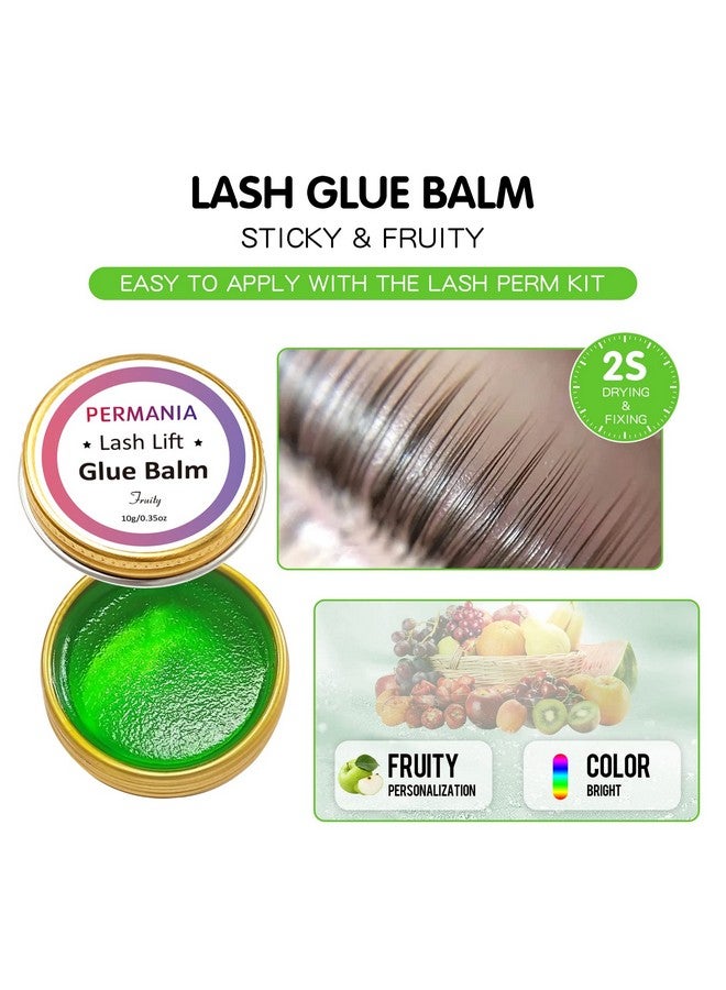 Lash Glue Balm Eyelash Lifting Adhesives Strong Hold And Perfectly Shaped Eyebrows For Brow Lamination Kit Lash Lift Balm Bright Colors & Fruity Flavours Fast Drying & Waterproof (Green)