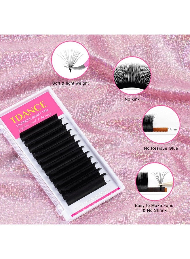 Cashmere Easy Fan Lash Extensions Self Fanning Volume Lash Extensions 0.05Mm D Curl 1419Mm Mix Length Matte Black Mega Volume Lash Extensions (0.05D1419Mm)