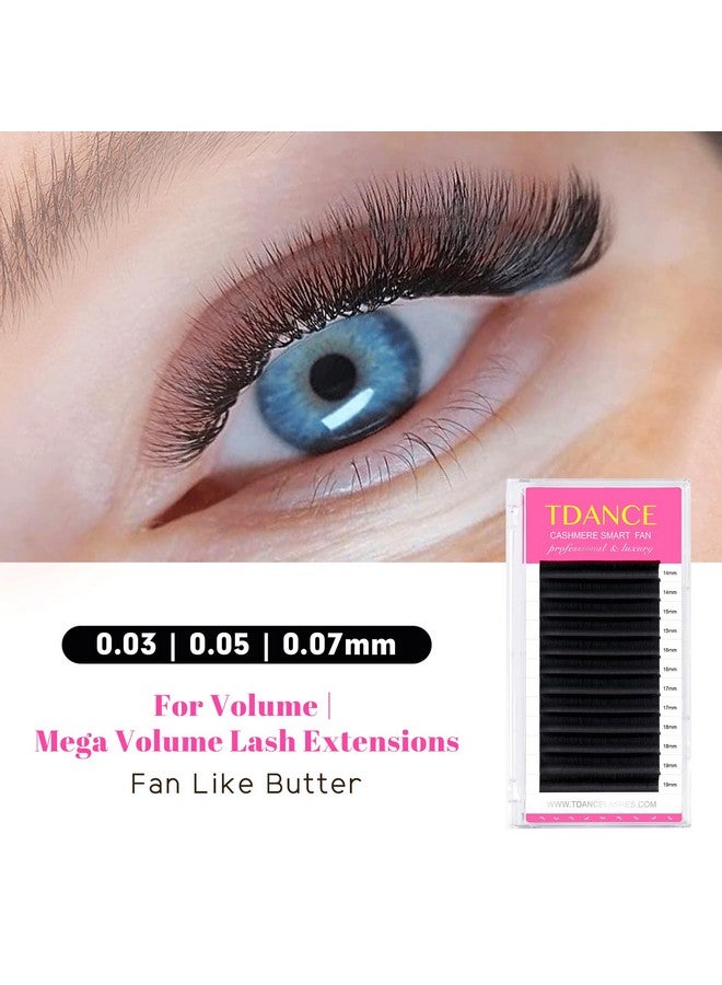 Cashmere Easy Fan Lash Extensions Self Fanning Volume Lash Extensions 0.05Mm D Curl 1419Mm Mix Length Matte Black Mega Volume Lash Extensions (0.05D1419Mm)