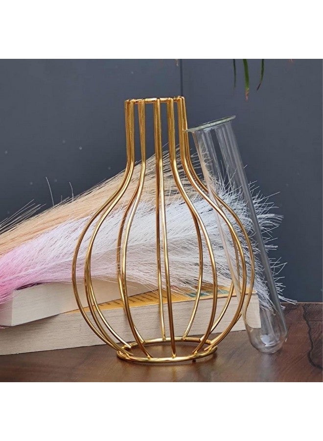 1 Pcs Propagation Station With Metal Frame Test Tube Glass Items Vase For Flower Potgift Home Decor Bedroom Office Corner Living Room Decoration (Model 2)