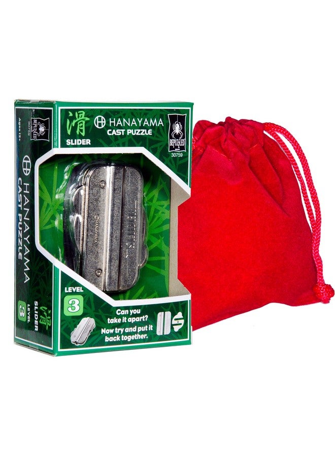 Slider Hanayama Puzzle New 2020 Release With Red Velveteen Drawstring Pouch