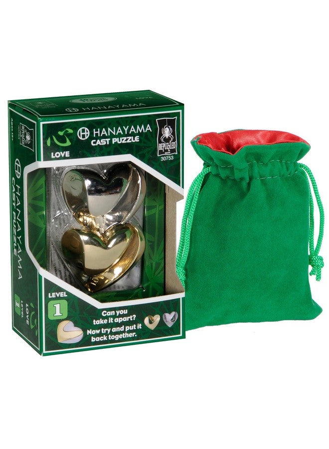 Love Hanayama Puzzle New In 2021 With Green Velveteen/Red Satin Drawstring Pouches Bundled Items