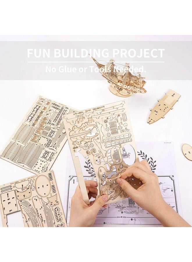 3D Wooden Puzzles Model Kit For Adults To Build Wooden Model Ship Series Sailing Ship Building Model Kit Diy Crafts Hobbies/Collections/Decorations/Gifts For Friends And Family (Sailing Ship)