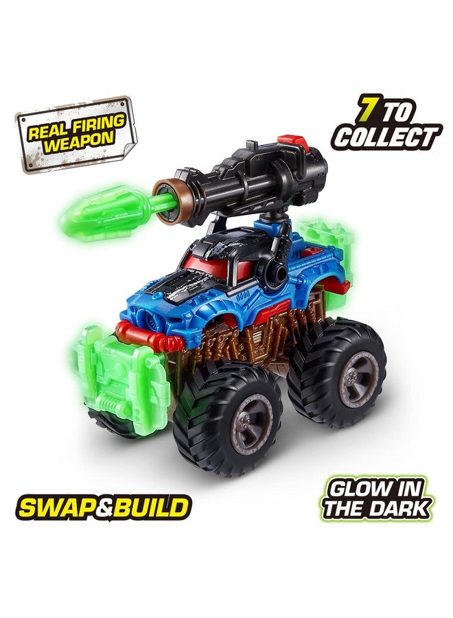Monster Trucks Glow Riders Series 2 By Zuru (2 Pack) Glow In The Dark Miniature Mystery Collectible Capsules Mini Toy Truck Battle Toys For Boys Kids Teens