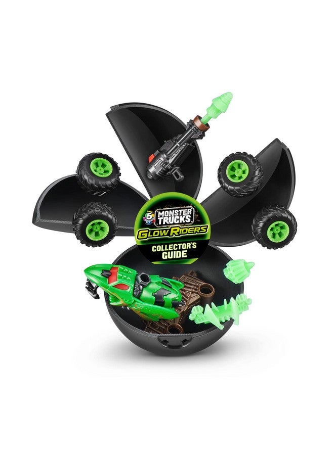 Monster Trucks Glow Riders Series 2 By Zuru (2 Pack) Glow In The Dark Miniature Mystery Collectible Capsules Mini Toy Truck Battle Toys For Boys Kids Teens