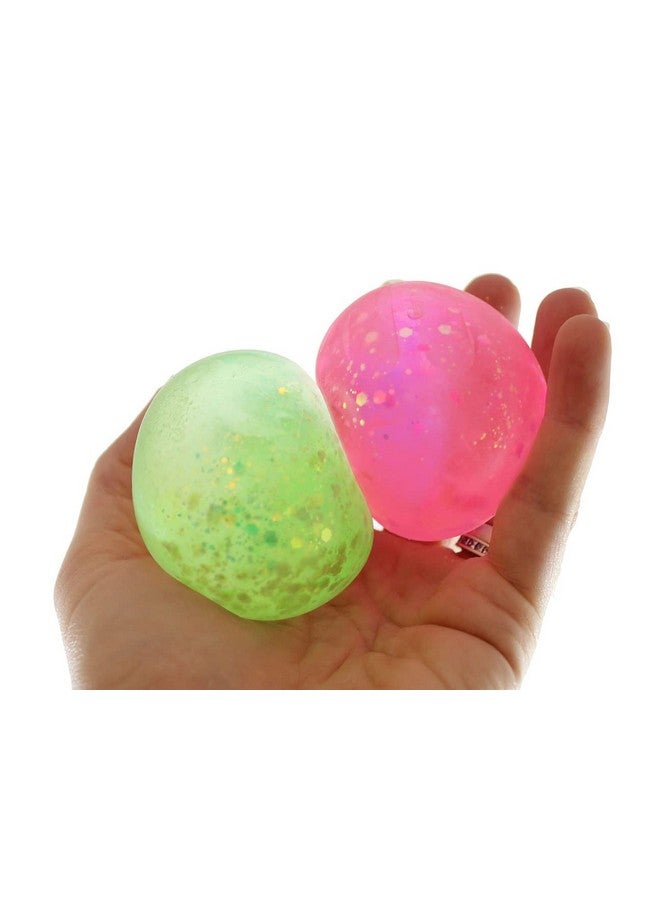 Set Of 2 Glitter Sugar Ball Syrup Molasses Glittery Shimmer Thick Glue/Gel Stretch Ball Ultra Squishy And Moldable Slow Rise Relaxing Sensory Fidget Stress Toy (Random Colors)