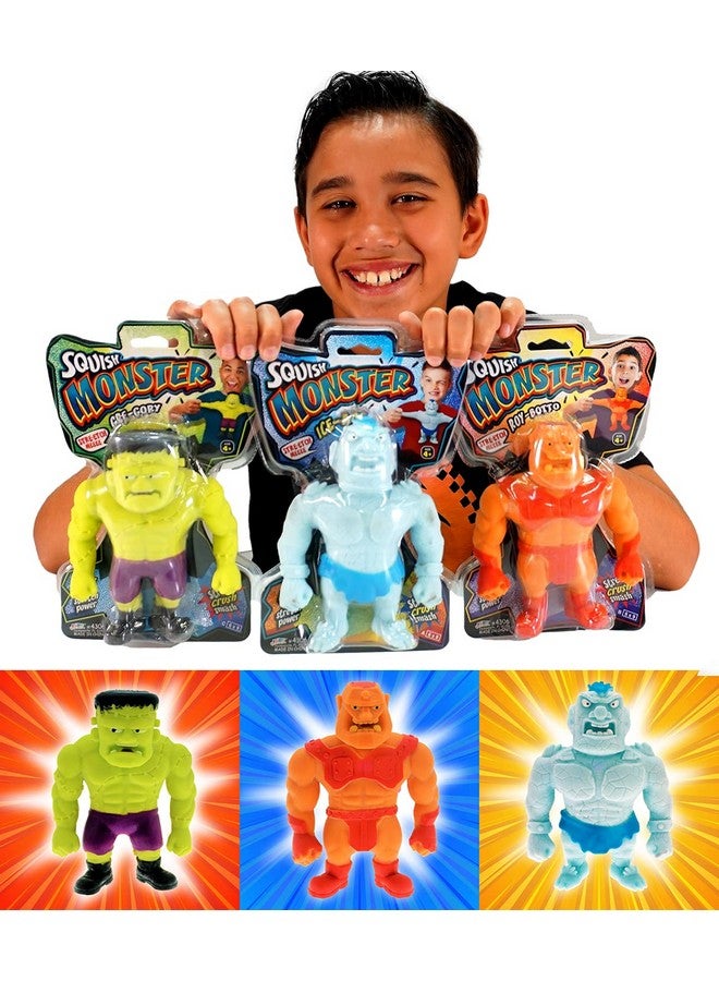 Squishy Monster 6 Inch (3 Stretchy Toys Assorted) Stretch Action Figures & Bendy Toys For Kids. Stress Relief Fidget Toys. Anger Management Toys. Superhero Party Favors. 43063S