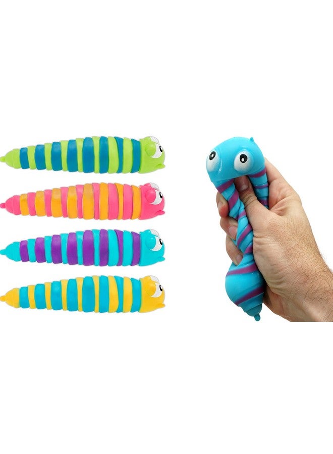 Squeeze Squishy Sensory Caterpillar Slug Toy (2 Caterpillars) Stretchy Rainbow Worm For Baby Toddler Kid Boy & Girl. Stress Relief Therapy Autism Adhd Exercise Fidget Toy. Birthday Gift 43512S