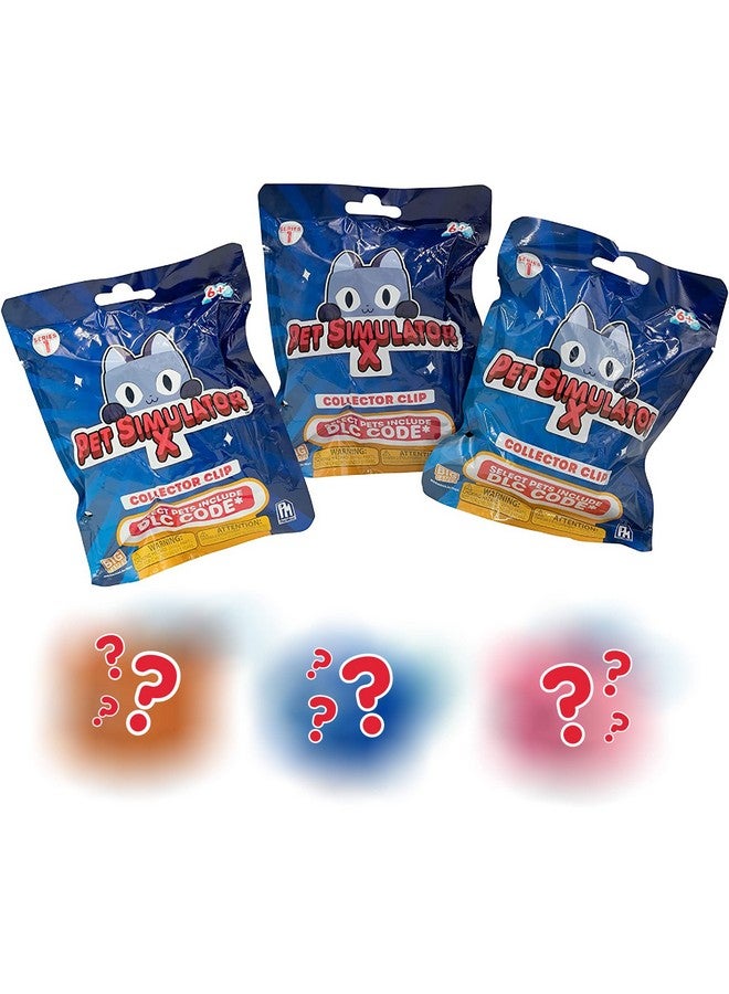 Pet Simulator X Mystery Pet Minifigure Toys With Collector Clip Blind Bags 3 Pack And Chance Of Dlc Code Surprise Collectable