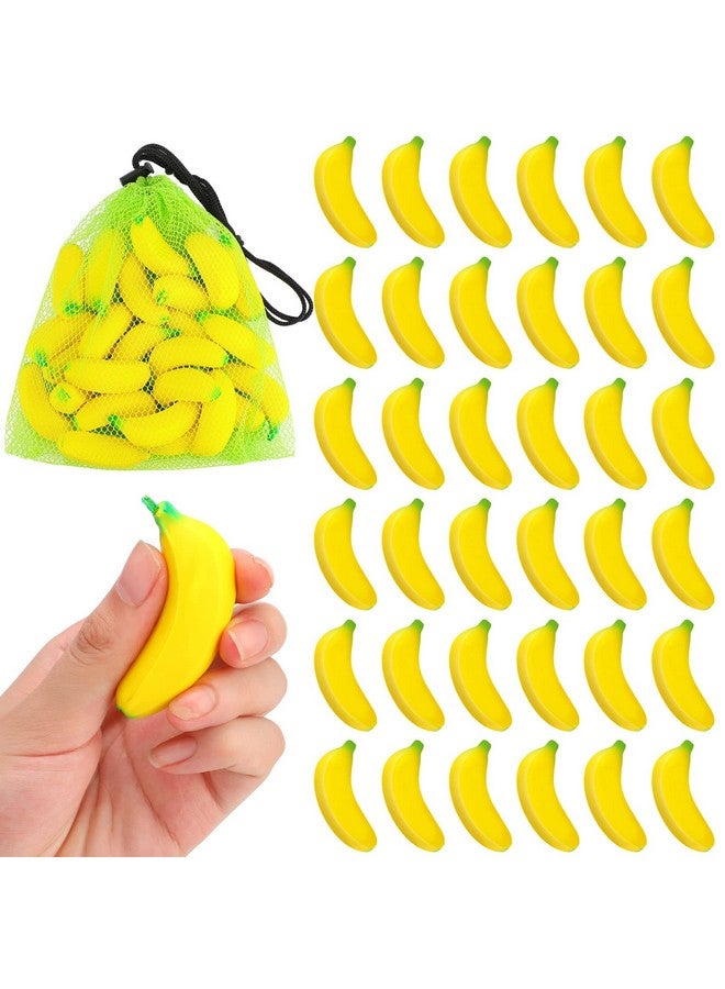37 Pieces Mini Banana Stress Toys Banana Stress Relief Toys With Mesh Drawstring Bag Pu Banana Toy Stretchy Banana Fidget Toy Relief Banana Stress Balls For Birthday Stress Relief Party Favors