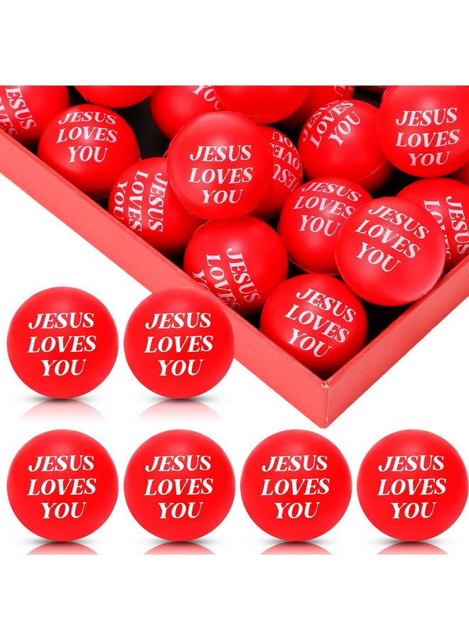 30 Pack Jesus Loves You Stress Balls Bulk Red Stress Reliever Toys Squeeze Small Motivational Stress Balls Foam Bouncy Balls For Adults Anxiety Stress Relief Office Gifts Bag Fillers 1.57 Inch