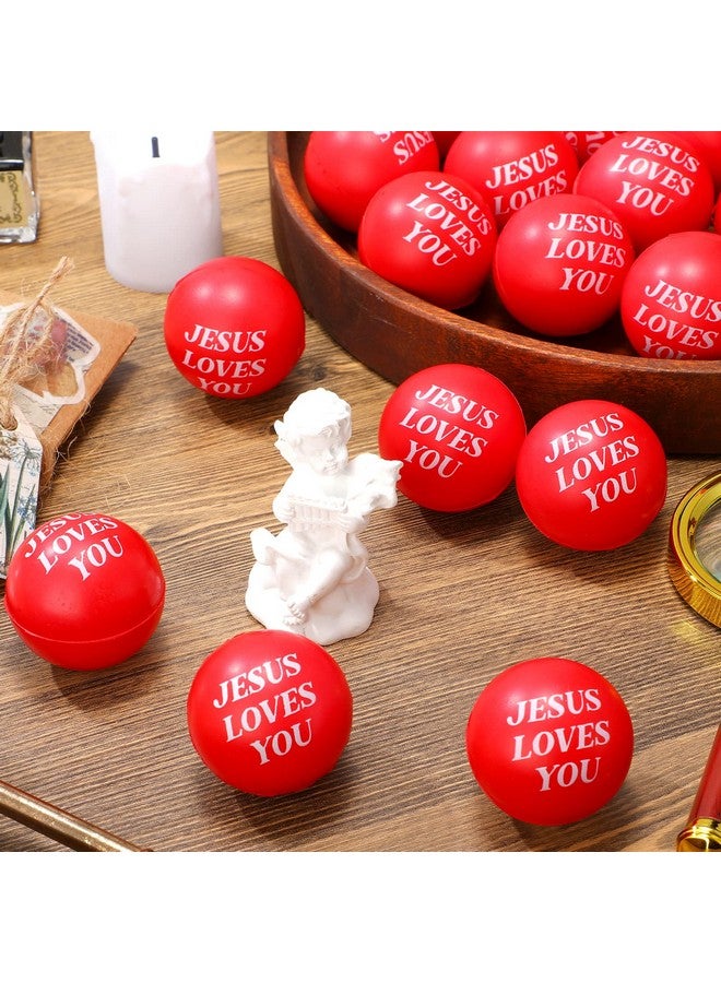 30 Pack Jesus Loves You Stress Balls Bulk Red Stress Reliever Toys Squeeze Small Motivational Stress Balls Foam Bouncy Balls For Adults Anxiety Stress Relief Office Gifts Bag Fillers 1.57 Inch