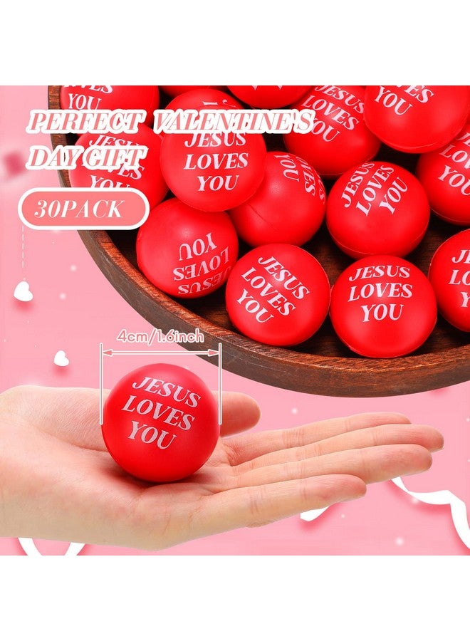 30 Pack Jesus Loves You Stress Balls Bulk Red Stress Reliever Toys Squeeze Small Motivational Stress Balls Foam Bouncy Balls For Adults Anxiety Stress Relief Office Gifts Bag Fillers 1.57 Inch