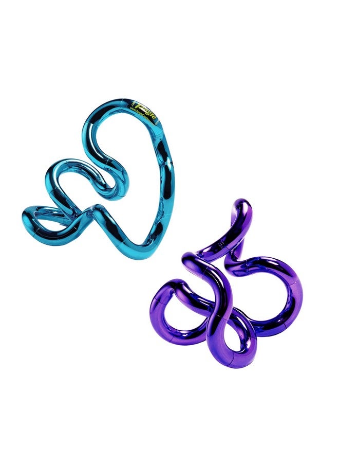 Tangle® Jr. Metallic (2Pack) Purple & Blue Genuine Tangle Fidget Fidget Toy For Kids And Adults Metallic Shiny Fidget Desk Toy