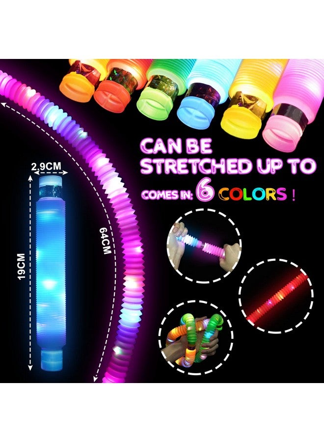 Led Light Up Pop Tubes Fidget Toys For Kids Sensory Toys 6 Pack Led Pop Fidget Tubes Glow In The Dark Party Favors Supplies Toddler Sensory Toys Stocking Stuffers Return Gifts Prize